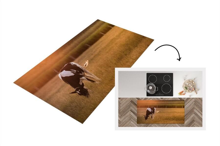 KitchenYeah Keukenloper Loper keuken Koe Zon Dieren 120x60 cm Keukenloper vinyl