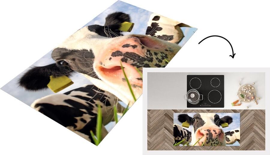 KitchenYeah Keukenloper Loper keuken Koeien Boerderij Gras 120x60 cm Keukenloper vinyl