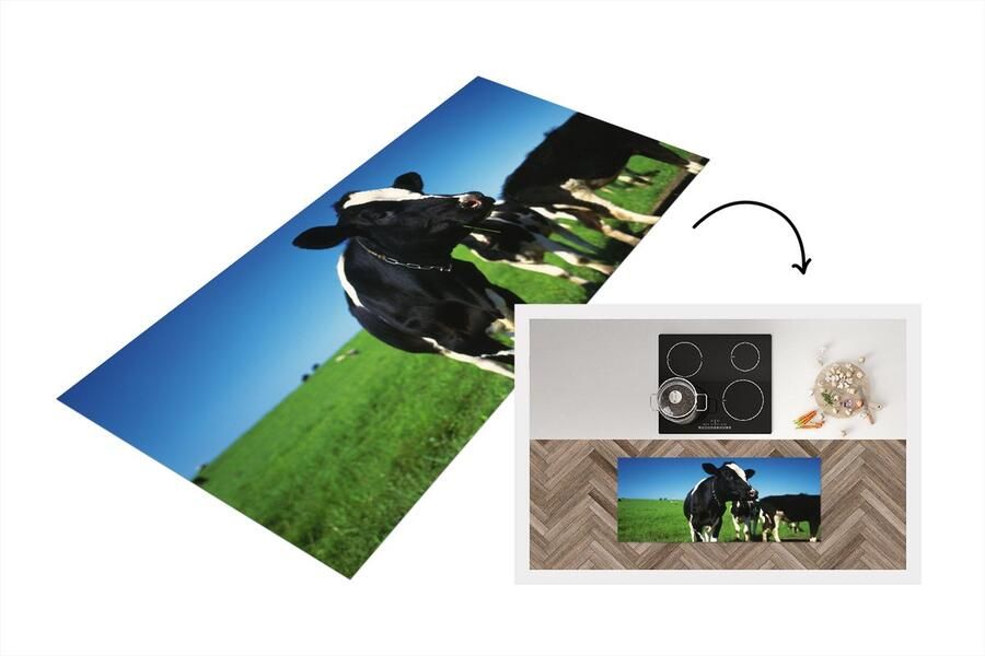 KitchenYeah Keukenloper Loper keuken Koeien Gras Dieren 120x50 cm Keukenloper vinyl