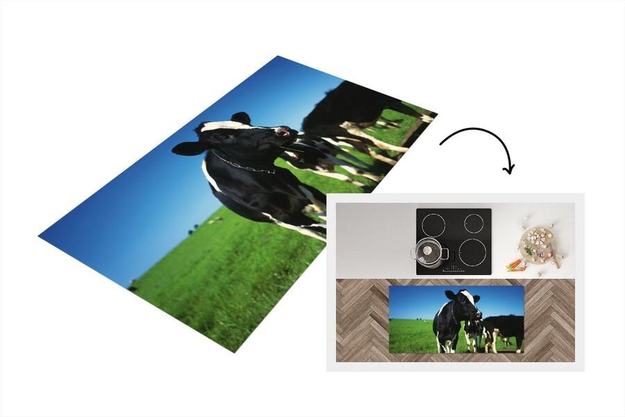 KitchenYeah Keukenloper Loper keuken Koeien Gras Dieren 120x60 cm Keukenloper vinyl