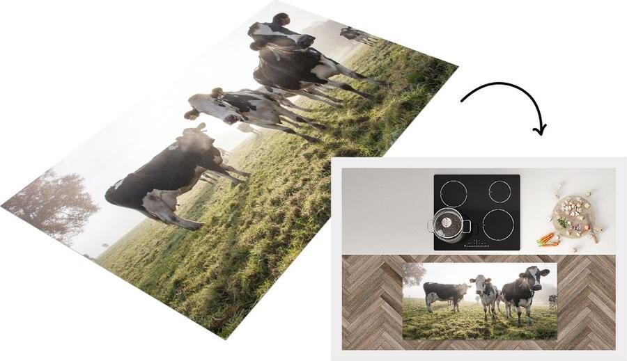 KitchenYeah Keukenloper Loper keuken Koeien Gras Mist 120x60 cm Keukenloper vinyl