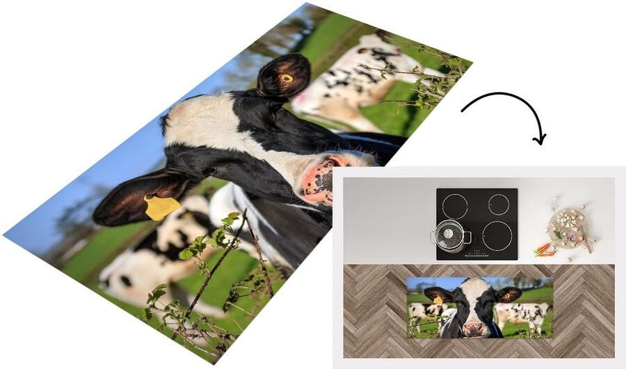 KitchenYeah Keukenloper Loper keuken Koeien Hek Gras Dieren 120x50 cm Keukenloper vinyl