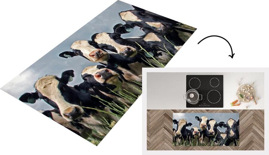 KitchenYeah Keukenloper Loper keuken Koeien Wolken Gras Dieren 120x60 cm Keukenloper vinyl
