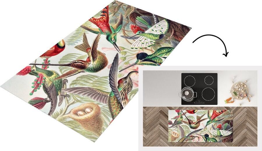 KitchenYeah Keukenloper Loper keuken Kolibrie Vintage Ernst Haeckel Vogels 120x60 cm Keukenloper vinyl