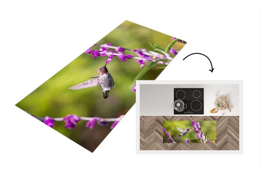 KitchenYeah Keukenloper Loper keuken Kolibrie Vogel Bloemen Natuur 120x50 cm Keukenloper vinyl