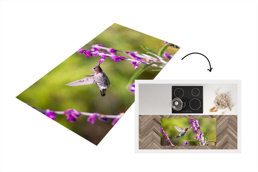 KitchenYeah Keukenloper Loper keuken Kolibrie Vogel Bloemen Natuur 120x60 cm Keukenloper vinyl