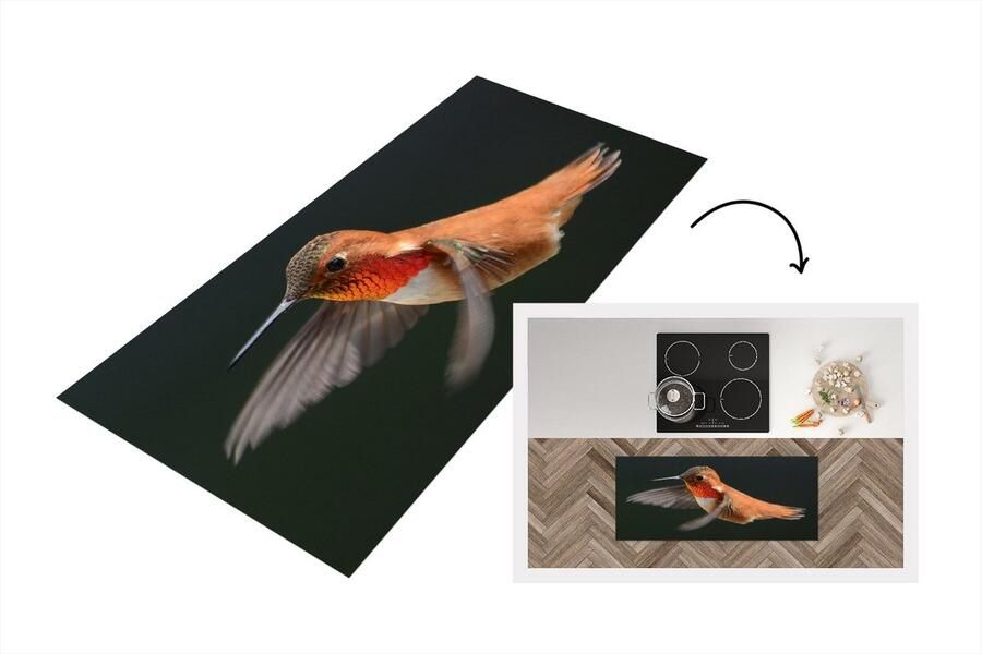 KitchenYeah Keukenloper Loper keuken Kolibrie Vogel Veren Zwart 120x50 cm Keukenloper vinyl