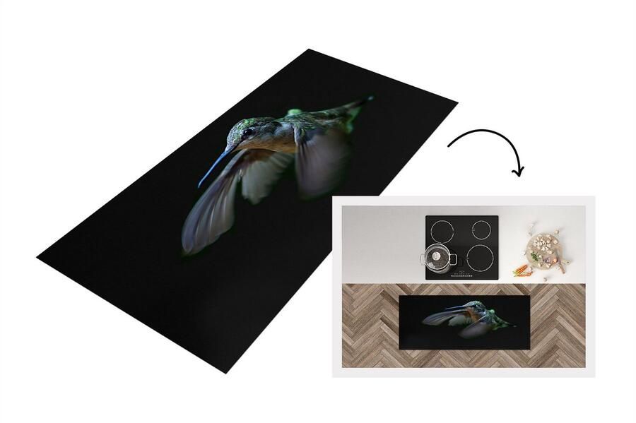 KitchenYeah Keukenloper Loper keuken Kolibrie Vogel Veren Zwart 120x50 cm Keukenloper vinyl