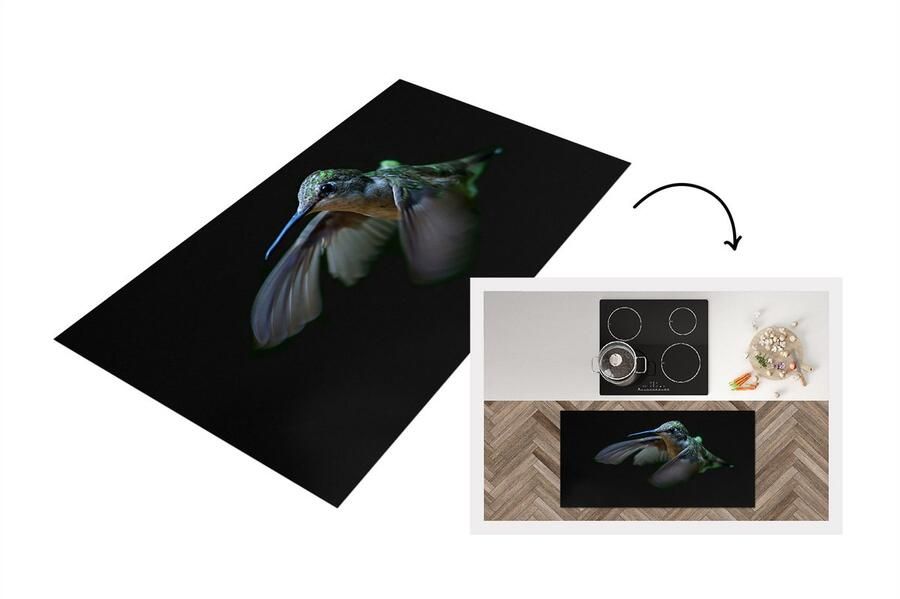 KitchenYeah Keukenloper Loper keuken Kolibrie Vogel Veren Zwart 120x60 cm Keukenloper vinyl