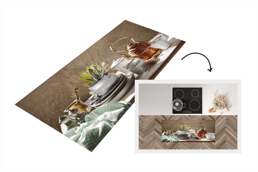 KitchenYeah Keukenloper Loper keuken Kookgerei Thee Keuken 120x50 cm Keukenloper vinyl