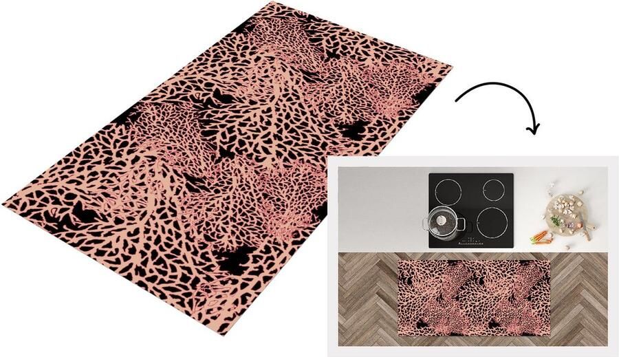 KitchenYeah Keukenloper Loper keuken Koraal Roze Structuur Patronen 120x60 cm Keukenloper vinyl