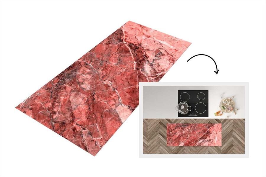 KitchenYeah Keukenloper Loper keuken Kristallen Rood Graniet Roze 120x50 cm Keukenloper vinyl