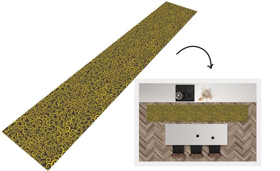 KitchenYeah Keukenloper Loper keuken Krul Art nouveau Patronen 300x50 cm Keukenloper vinyl