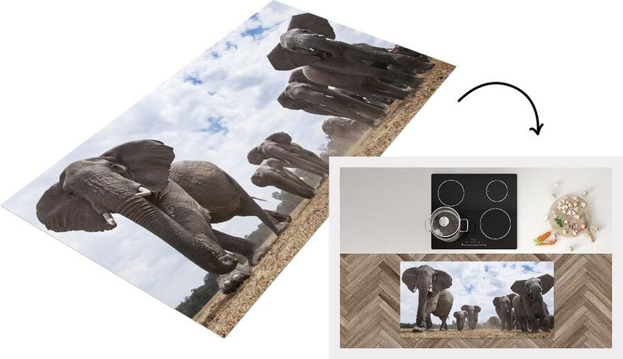KitchenYeah Keukenloper Loper keuken Kudde olifanten 120x60 cm Keukenloper vinyl
