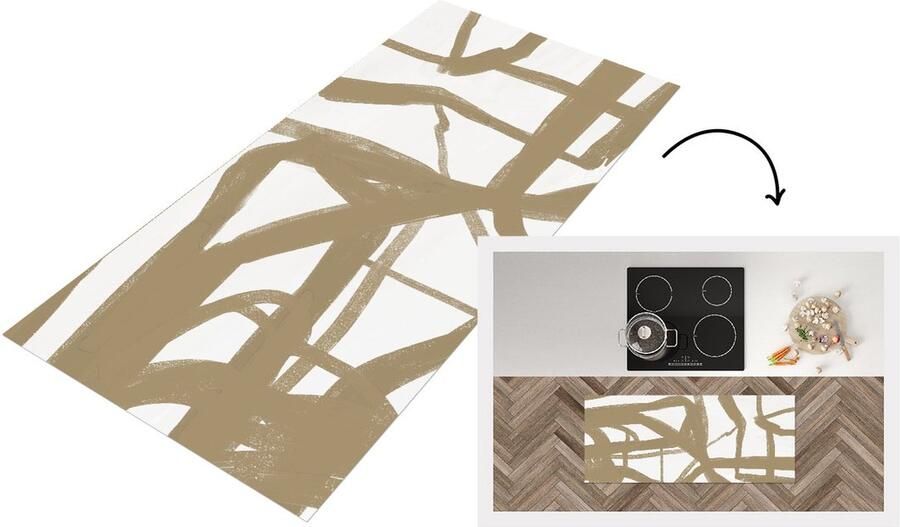 KitchenYeah Keukenloper Loper keuken Kunst Bruin Wit 120x50 cm Keukenloper vinyl