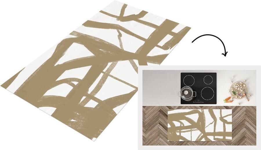 KitchenYeah Keukenloper Loper keuken Kunst Bruin Wit 120x60 cm Keukenloper vinyl