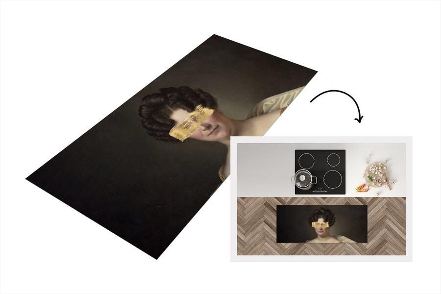 KitchenYeah Keukenloper Loper keuken Kunst Verf Geel 120x50 cm Keukenloper vinyl