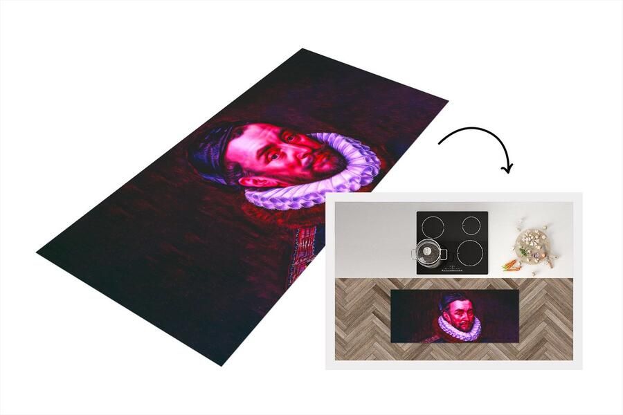 KitchenYeah Keukenloper Loper keuken Kunst Willem van Oranje Roze 120x50 cm Keukenloper vinyl
