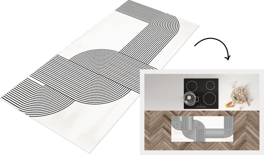 KitchenYeah Keukenloper Loper keuken Kunst Zwart Wit 120x50 cm Keukenloper vinyl