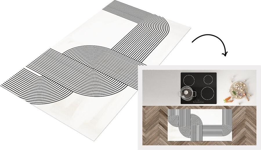 KitchenYeah Keukenloper Loper keuken Kunst Zwart Wit 120x60 cm Keukenloper vinyl