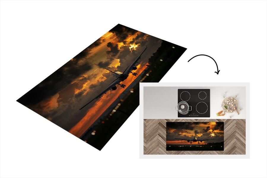 KitchenYeah Keukenloper Loper keuken Landend vliegtuig voor lucht 120x60 cm Keukenloper vinyl