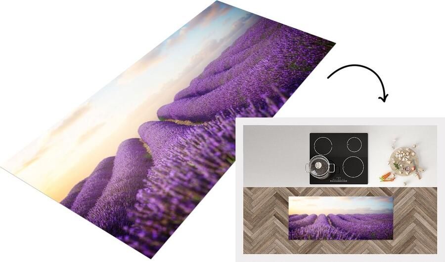 KitchenYeah Keukenloper Loper keuken Lavendel Lucht Wolken Bloemen 120x50 cm Keukenloper vinyl