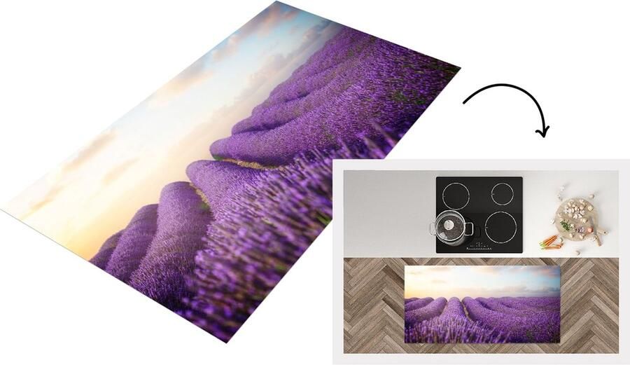 KitchenYeah Keukenloper Loper keuken Lavendel Lucht Wolken Bloemen 120x60 cm Keukenloper vinyl