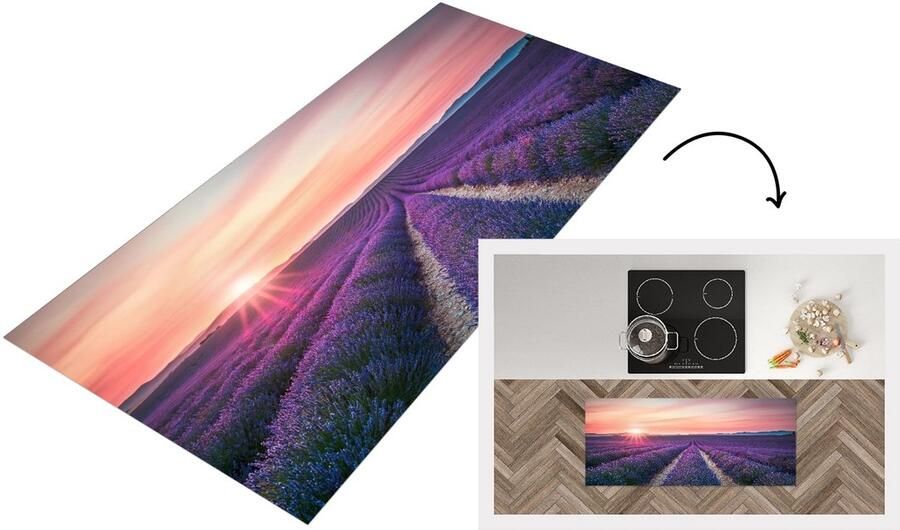 KitchenYeah Keukenloper Loper keuken Lavendel Paars Bloemen Lucht 120x50 cm Keukenloper vinyl