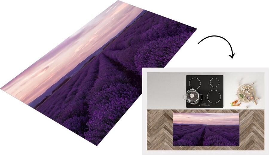 KitchenYeah Keukenloper Loper keuken Lavendel Paars Bloemen Natuur 120x60 cm Keukenloper vinyl