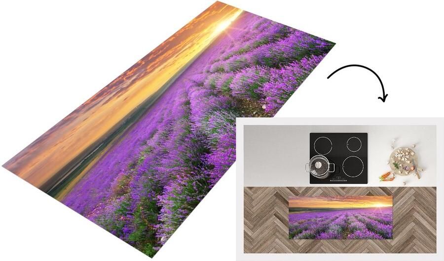 KitchenYeah Keukenloper Loper keuken Lavendel Wolken Lente 120x50 cm Keukenloper vinyl