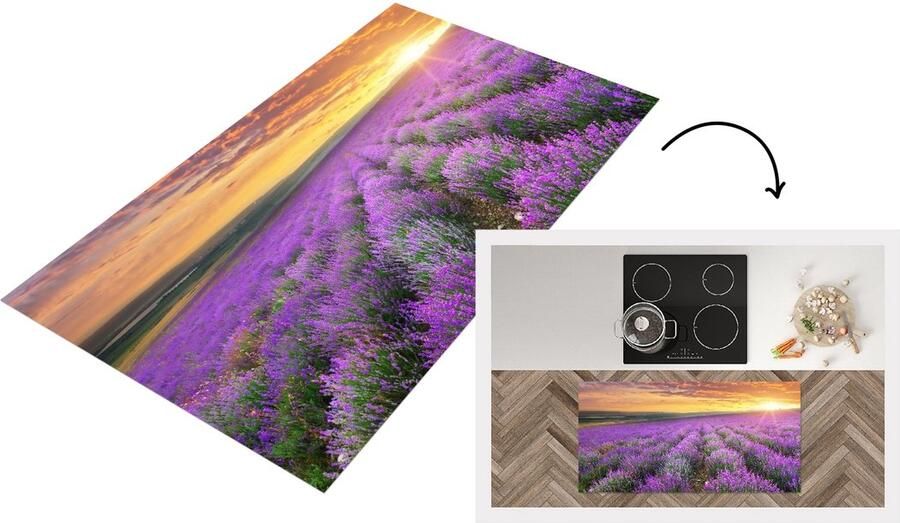 KitchenYeah Keukenloper Loper keuken Lavendel Wolken Lente 120x60 cm Keukenloper vinyl