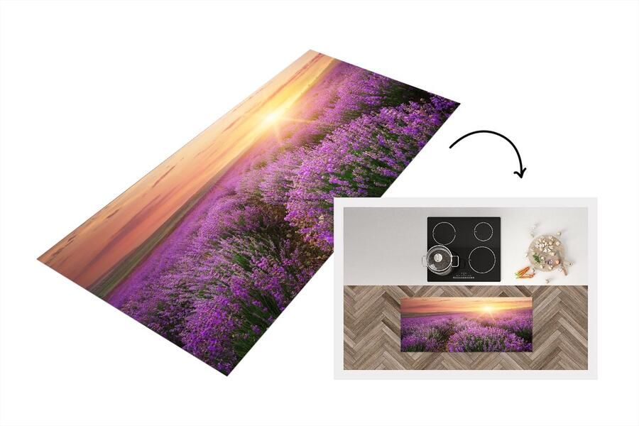 KitchenYeah Keukenloper Loper keuken Lavendel Zon Bloemen 120x50 cm Keukenloper vinyl