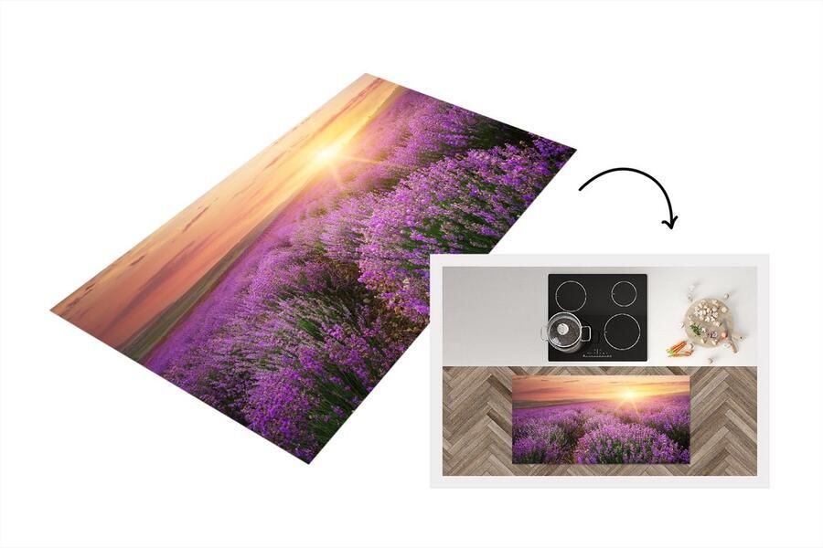 KitchenYeah Keukenloper Loper keuken Lavendel Zon Bloemen 120x60 cm Keukenloper vinyl