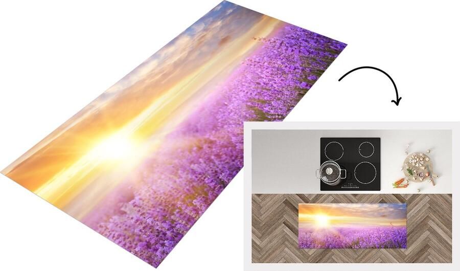 KitchenYeah Keukenloper Loper keuken Lavendel Zon Lucht Natuur 120x50 cm Keukenloper vinyl