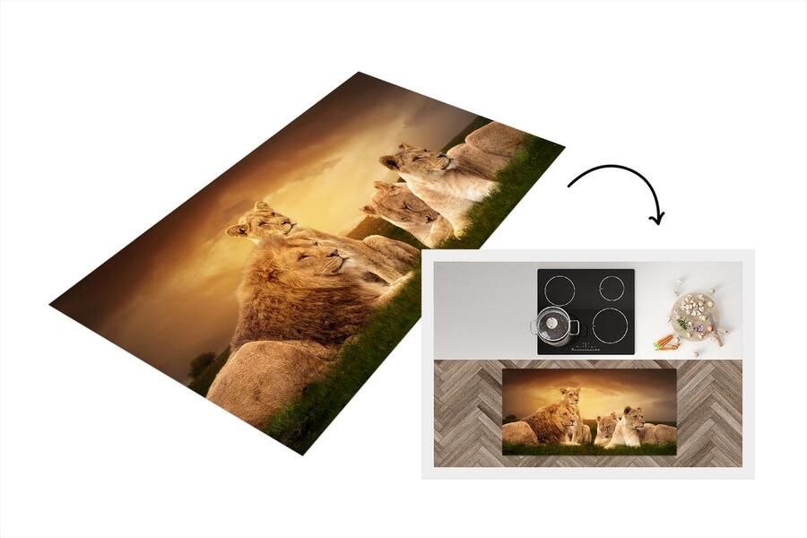 KitchenYeah Keukenloper Loper keuken Leeuwen Gras Lucht 120x60 cm Keukenloper vinyl