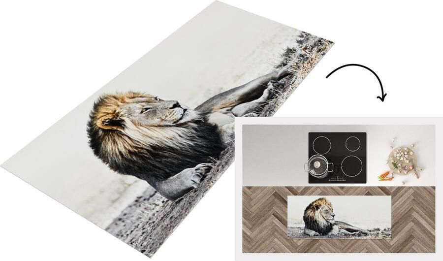 KitchenYeah Keukenloper Loper keuken Leeuwen Kleuren Illustratie 120x50 cm Keukenloper vinyl