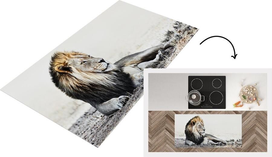 KitchenYeah Keukenloper Loper keuken Leeuwen Kleuren Illustratie 120x60 cm Keukenloper vinyl