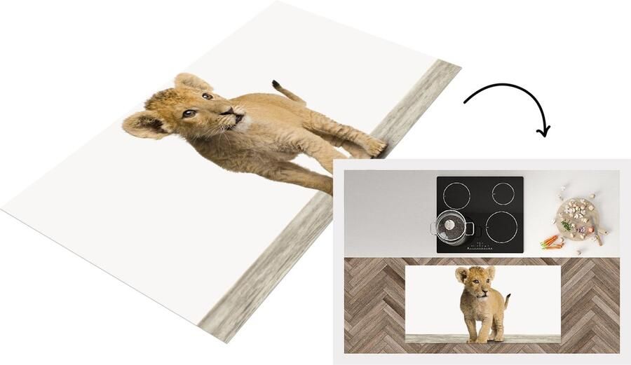 KitchenYeah Keukenloper Loper keuken Leeuwtje Welp Leeuwen jong Kinderkamer Slaapkamer jongetje 120x60 cm Keukenloper vinyl