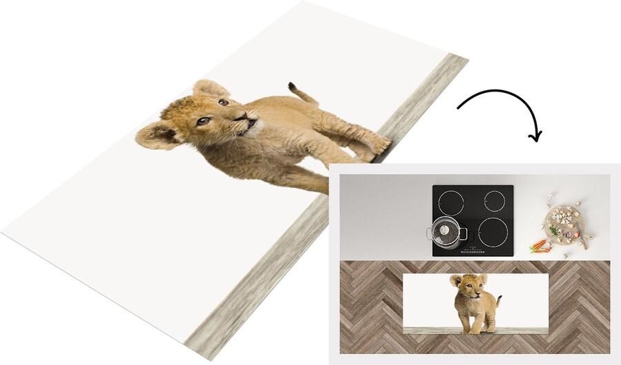 KitchenYeah Keukenloper Loper keuken Leeuwtje Welp Leeuwen jong Kinderkamer Slaapkamer jongetje 120x50 cm Keukenloper vinyl