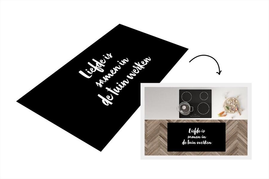 KitchenYeah Keukenloper Loper keuken Liefde is samen in de tuin werken Tekst Liefde Quotes 120x60 cm Keukenloper vinyl
