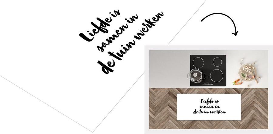 KitchenYeah Keukenloper Loper keuken Liefde is samen in de tuin werken Tekst Quotes Liefde Tuinieren 120x50 cm Keukenloper vinyl
