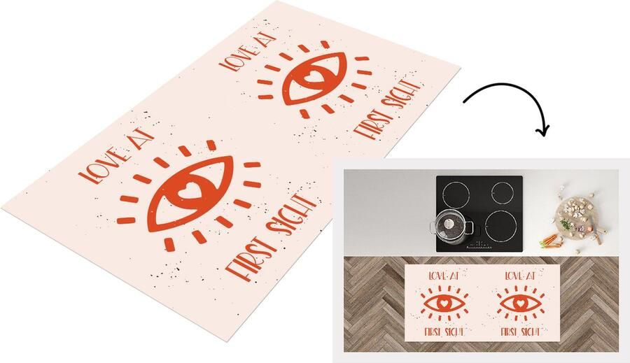 KitchenYeah Keukenloper Loper keuken Liefde Quotes Relatie Love at first sight Spreuken 120x60 cm Keukenloper vinyl