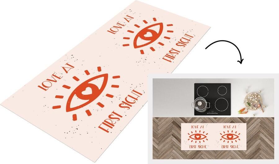 KitchenYeah Keukenloper Loper keuken Liefde Quotes Relatie Love at first sight Spreuken 120x50 cm Keukenloper vinyl