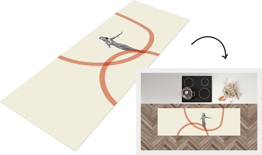 KitchenYeah Keukenloper Loper keuken Liefde Vintage Koppel Design 150x50 cm Keukenloper vinyl