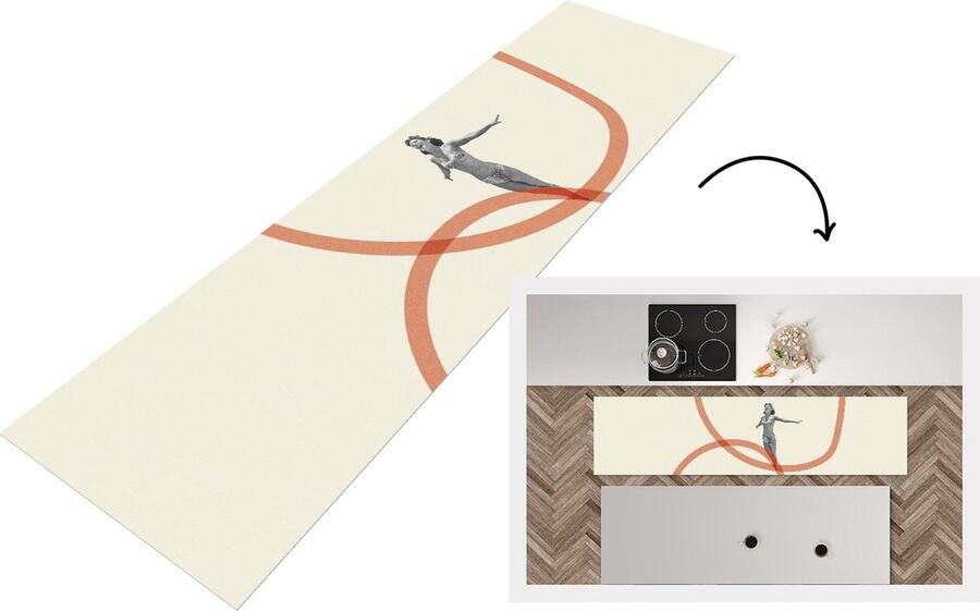 KitchenYeah Keukenloper Loper keuken Liefde Vintage Koppel Design 240x60 cm Keukenloper vinyl