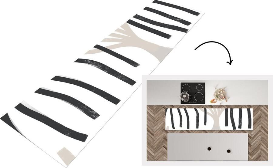 KitchenYeah Keukenloper Loper keuken Lijn Pastel Abstract Patronen 200x50 cm Keukenloper vinyl