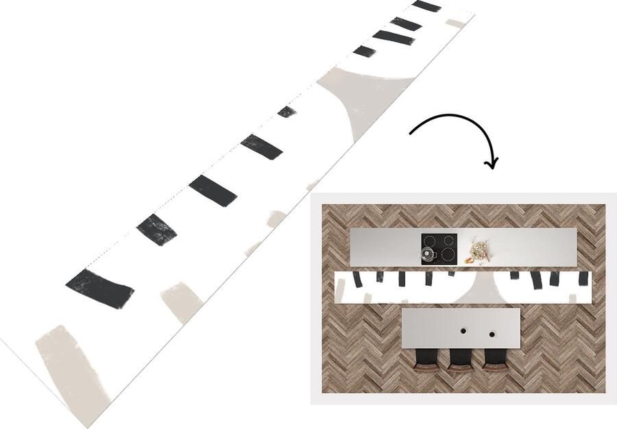 KitchenYeah Keukenloper Loper keuken Lijn Pastel Abstract Patronen 480x60 cm Keukenloper vinyl