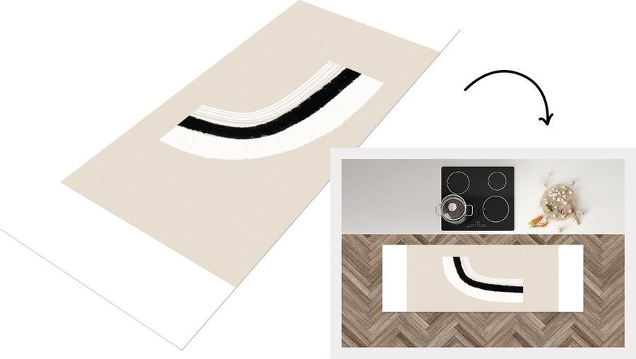 KitchenYeah Keukenloper Loper keuken Lijn Pastel Design 180x60 cm Keukenloper vinyl