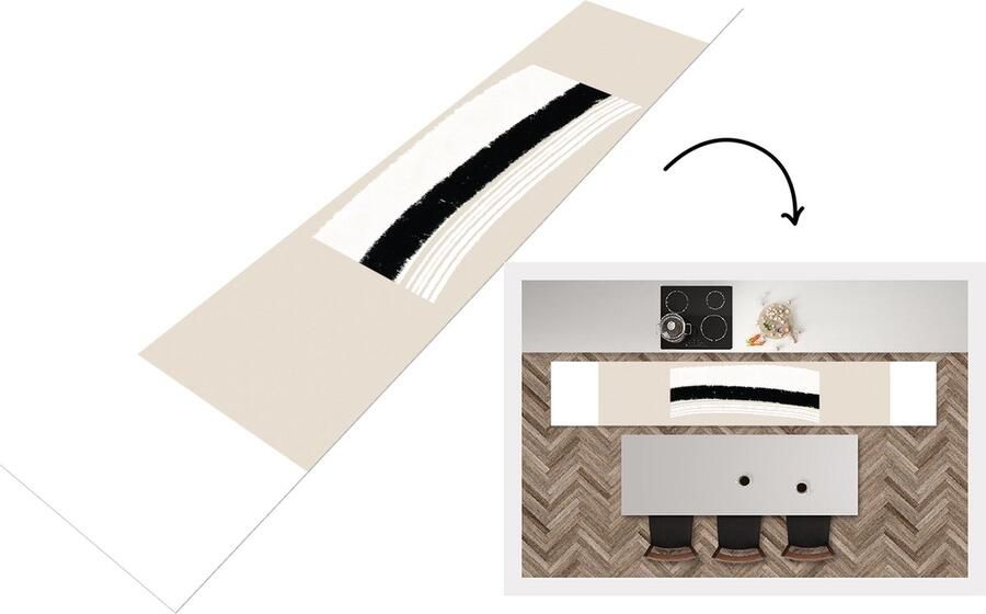 KitchenYeah Keukenloper Loper keuken Lijn Pastel Design 300x50 cm Keukenloper vinyl