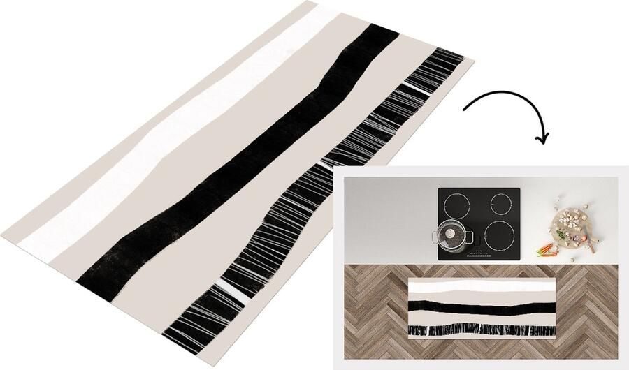 KitchenYeah Keukenloper Loper keuken Lijn Pastel Minimalisme Patronen 120x50 cm Keukenloper vinyl